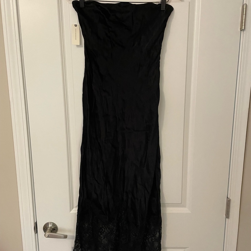 NWT By Anthropologie Lace Trim Midi Black Strapless Tube Dress - Picture 4 of 11